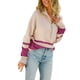thumbnail image 3 of VISgogo Mujer Otoño Invierno Jersey de Punto Manga Larga Solapa Cremallera Patchwork Sudadera VISgogo moda, 3 of 9