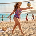 thumbnail image 3 of Agnes Orinda Women's Plus Size 1 Piece Swimsuit Print Cross-Back Straps Tummy Control Bathing Suit Cutout Monokini Swimwear 2X Pink Orange Floral, 3 of 8