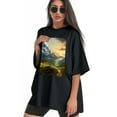 thumbnail image 3 of Plus Size Shirt for Women Black Tops for Women Oversized Short Sleeves Shirt for Women Mountainous (9) T Shirt Crewneck Shirt for Women 3XL, 3 of 5