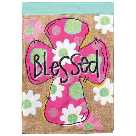 Magnolia Gardens FLAG-2102 13 x 18 in. Blessed Floal Cross Garden Flag