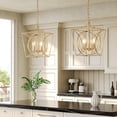 thumbnail image 2 of Tribesigns 4-Light Farmhouse Gold Chandelier, Metal Cage Adjustable Industrial Hanging Pendant Light Ceiling Fixture for Kitchen Island, Dining Room, Entryway UL Listed, E12 Base, 2 of 9