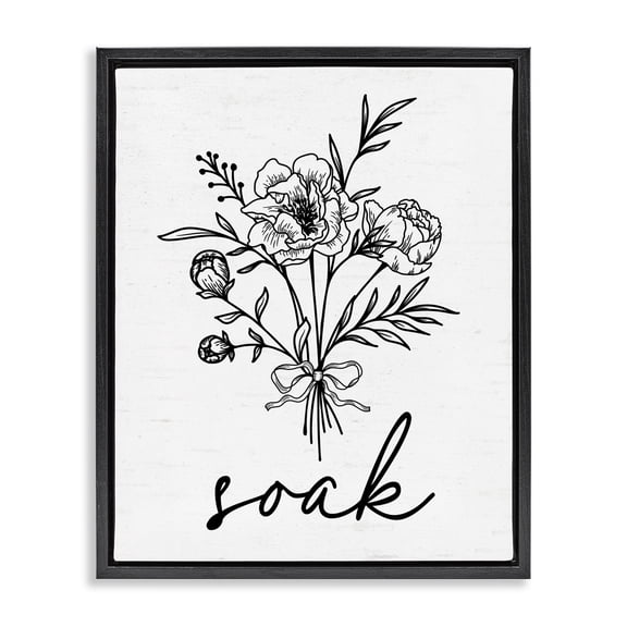 Bathroom Herb Soak Black Framed Floater Canvas Wall Art, design by Lettered and Lined