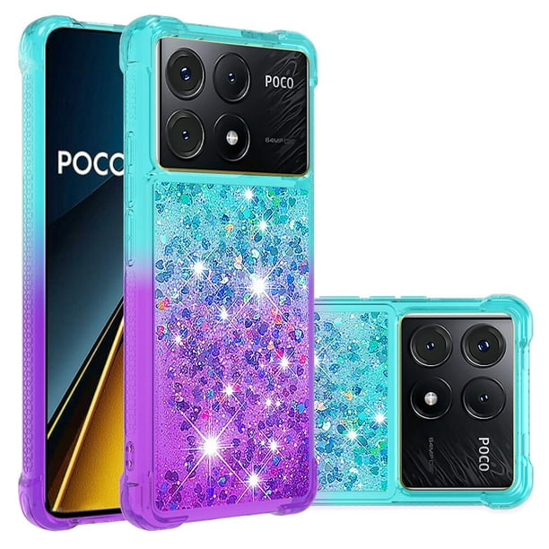Funda para Xiaomi Poco X6 Pro Transparente con Brillos Carcasa Protectora Antigolpes con Glitter Brillante