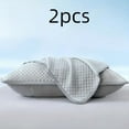 thumbnail image 3 of Cooling Queen Mattress Pad Set (3 Piece) - Honeycomb Breathable Mattress Protector with 2 Pillow Shams, Light Gray / Light Blue, 70.86" x 78.7", Not Include Pillow, 3 of 10