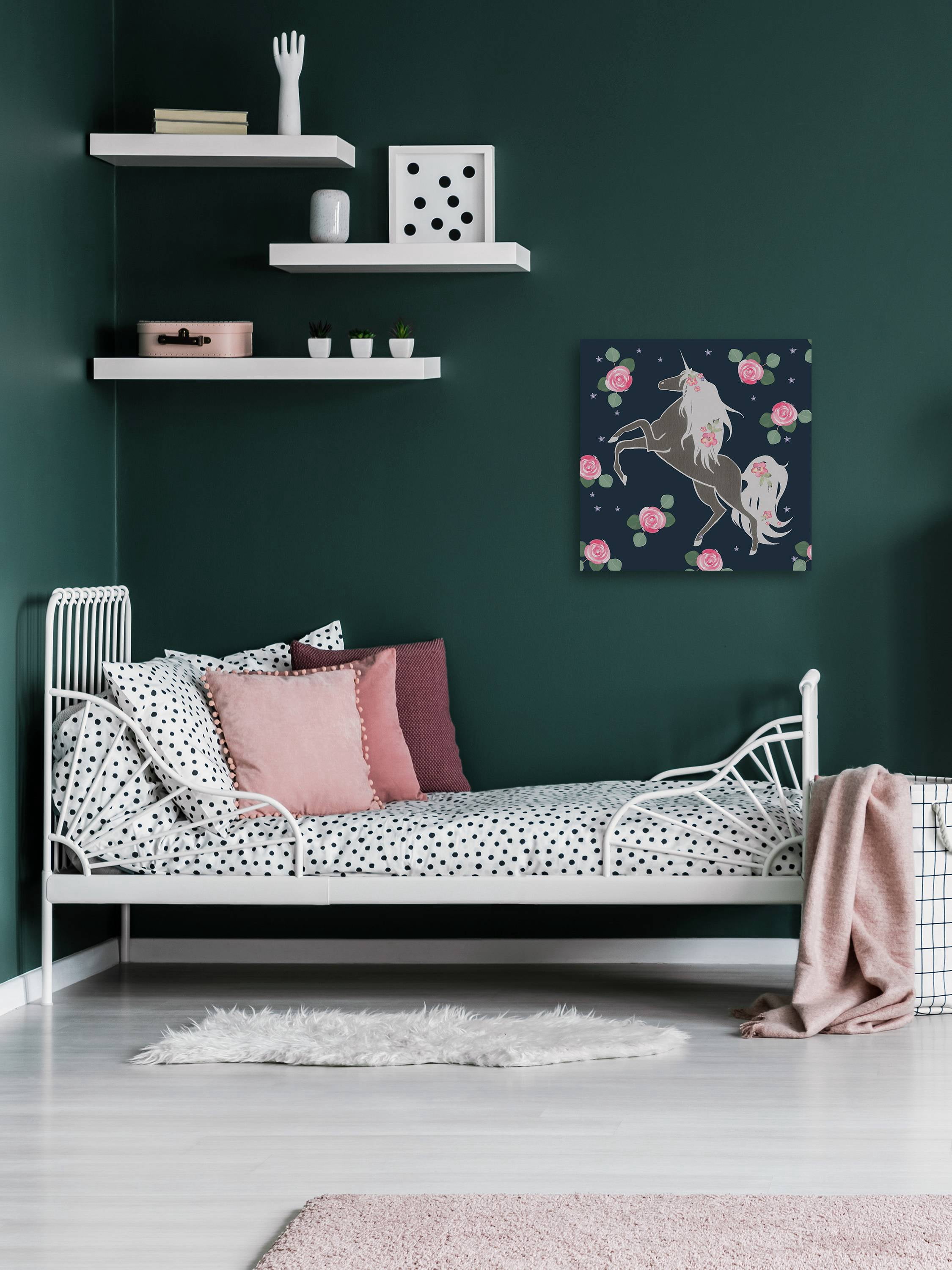 Marmont Hill Rose Bloom Unicorn Canvas Wall Art