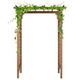 thumbnail image 5 of Beautiful & Practical Dark Brown Fir Wood Flat-Top Garden Arch (152x60x215cm) - Sturdy Outdoor Archway for Climbing Plants, Entryways, Patios & Backyards, 5 of 16