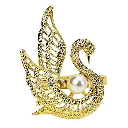 

Fennco Styles Exquisite Swan Pearl Metal Napkin Rings Set of 4