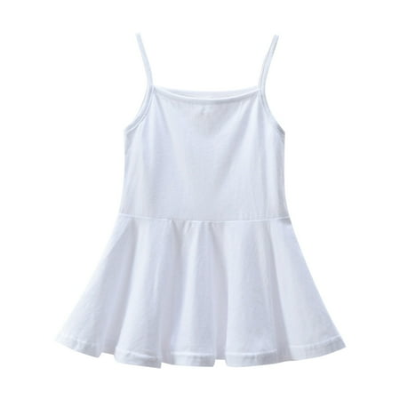 

Tengma Toddler Girls Dresses Summer Dress Suspender Solid Color Sundress Casual Seaside For 0 To 6 Years Princess Dresses White 80