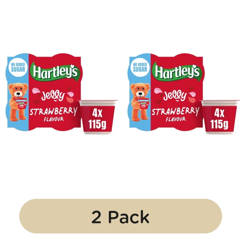Hartley's No Added Sugar Strawberry Jelly 4 x 115g, British Import (Pack of 2)