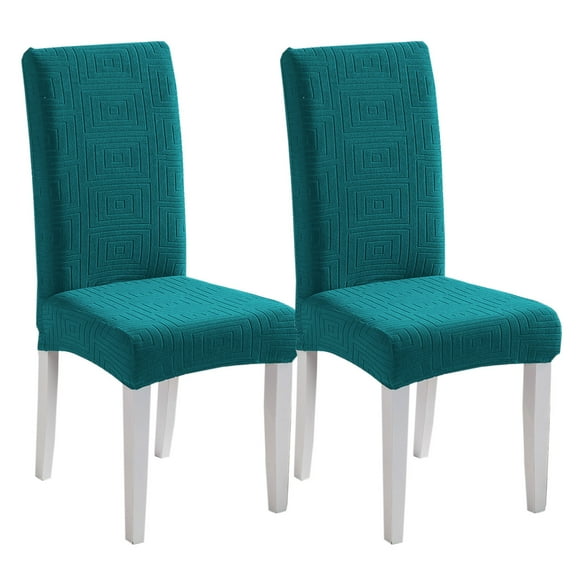 Stretch Dining Room Chair Covers,Super Fit Chair Protector Removable Washable Anti-Dust Modern Spandex Jacquard Chair Slipcovers for Banquet Wedding Ceremony-2 Pcs-dark green