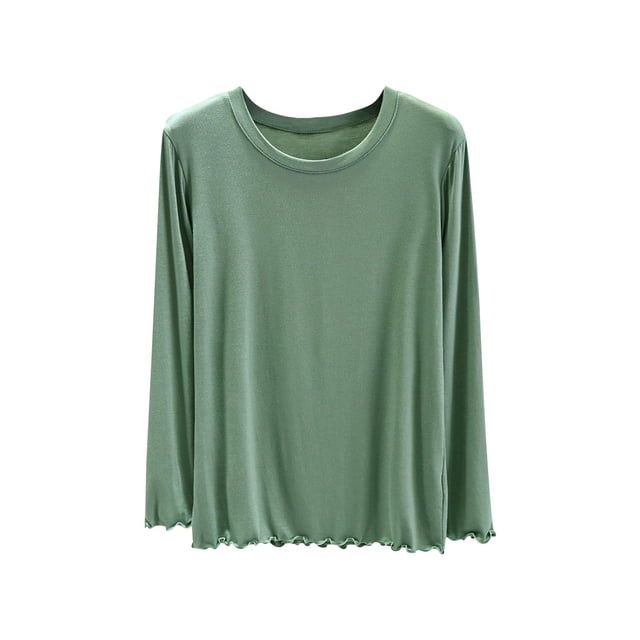 aidice Hauts de Pyjama pour Femmes Chandails à Manches Longues Col Rond Ample Décontracté Léger Confortable T-Shirts Basiques Vêtements d'Intérieur Vêtements de Nuit Haut