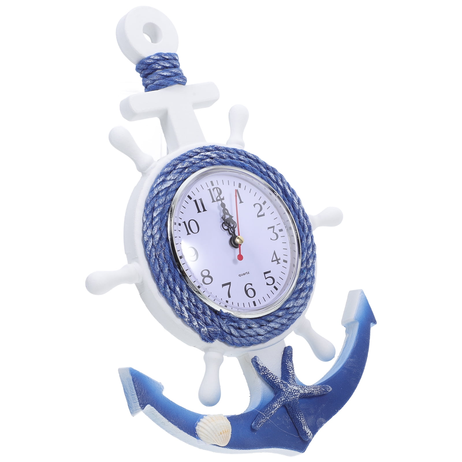 7-Inch Boat Anchor Wall Clock with Clear Mirror Face, Decorative Home in Multiple Colors