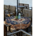 thumbnail image 2 of nqOlkjepod Blue Burnt Orange Boho Outdoor Tablecloth with Umbrella Hole & Zipper, Antique Tribal Southwestern Round Table Cover 60 Inch, Dining Waterproof Table Cloth Protector for Patio/Party, 2 of 7
