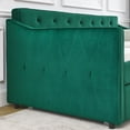 thumbnail image 6 of Velvet Upholstered Daybed with Trundle, Twin Size Sofa Bed with Waved Shape Arms, Modern Daybed Sofa for Bedroom Living Room, Green, 6 of 7
