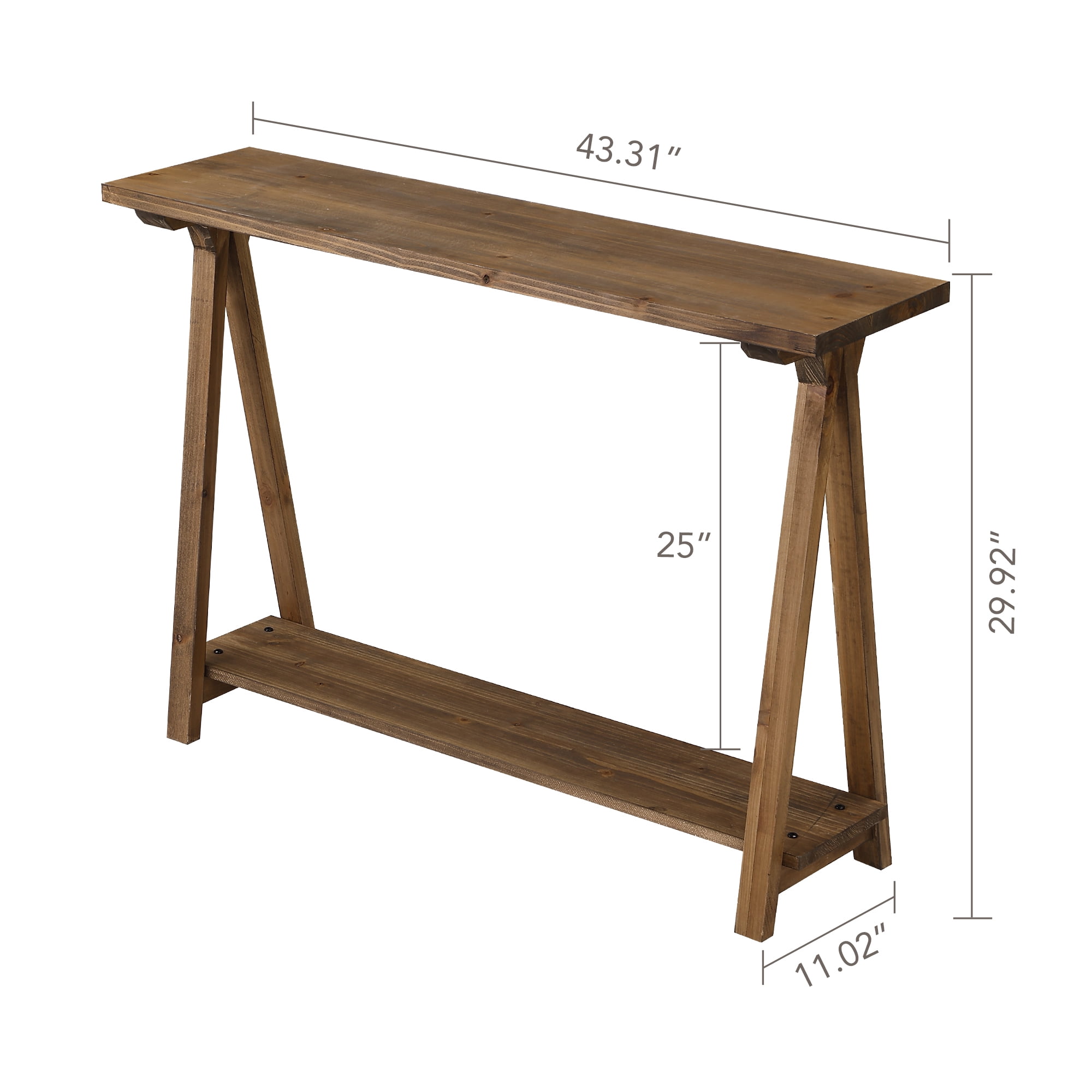43.3" Farmhouse Solid Wood Narrow Console Tables with Shelf, Slim Sofa Table, Entryway Table for Living Room Hallway