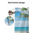 thumbnail image 5 of Coastal Christmas Santa Valances for Windows Xmas Stocking Palm Tree Beach Kitchen Valance Curtain Rod Pocket Small Curtains for Cafe Bathroom Laundry Basement 60" x 18", 5 of 8