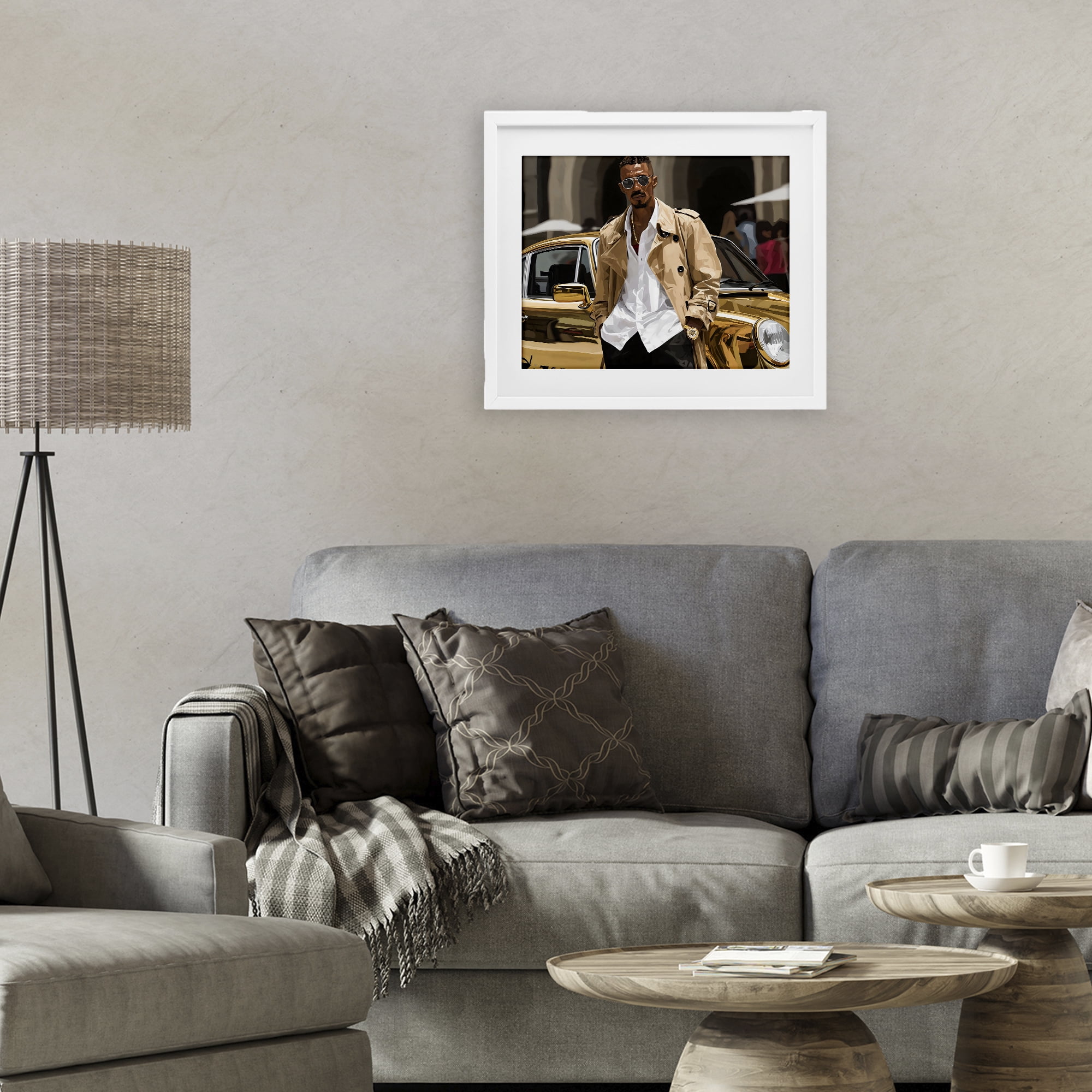 Stupell Industries Classy Gilded Sportscar & Driver White Framed Print Under Glass, design by Franklyn Gregory
