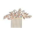 thumbnail image 4 of Nvzi Horquillas para el pelo de boda con flores para novias, peinetas con perlas de cristal, pinzas para el pelo, accesorios para el pelo de boda dorados, joyas plateadas, 4 of 4