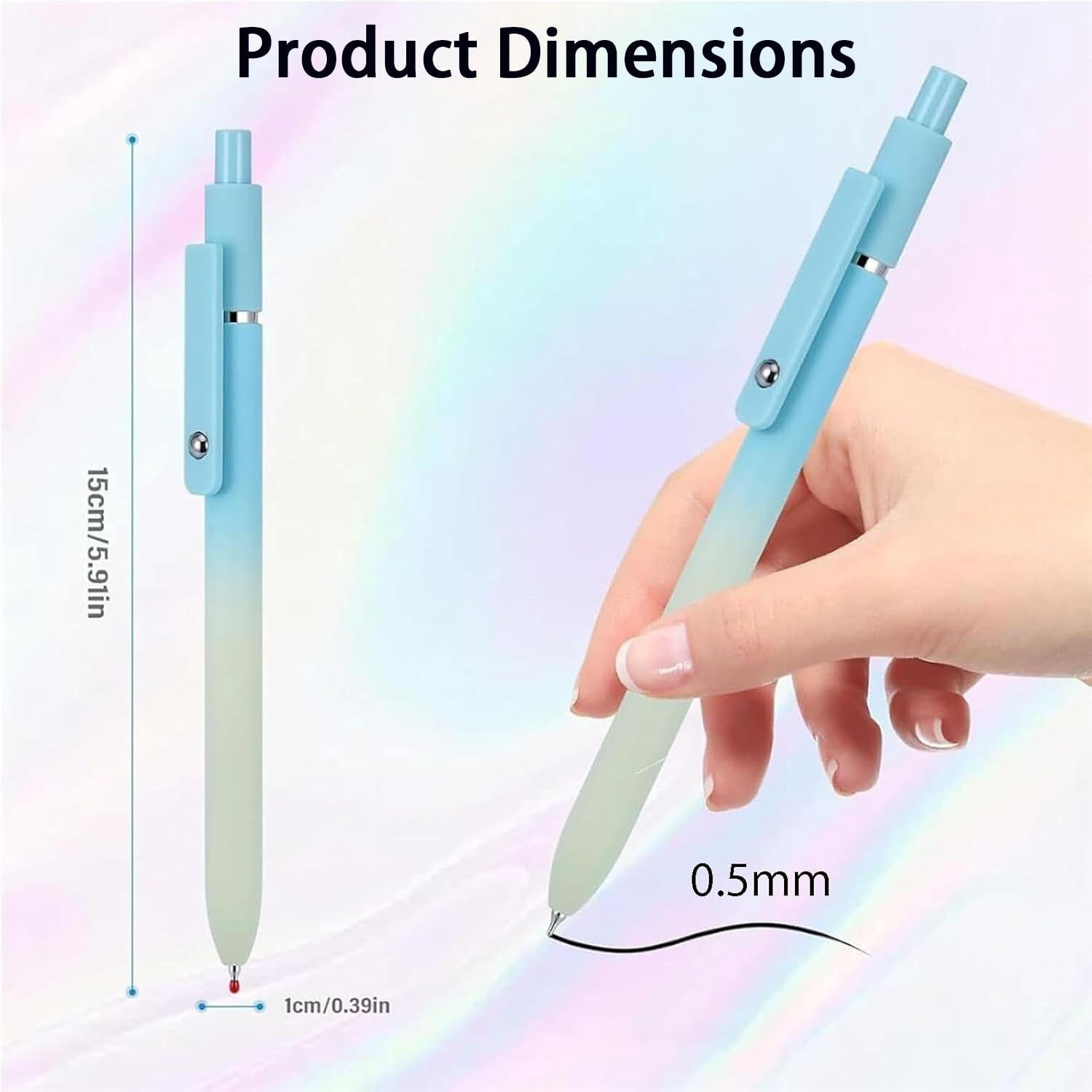 5 Piece Gradient Gel Pen Set, 5PCS Rainbow Minimalist Press Type Quick Drying Carbon Gel Pens Set, Press-On Multi-colored Gels Pens 2PCS