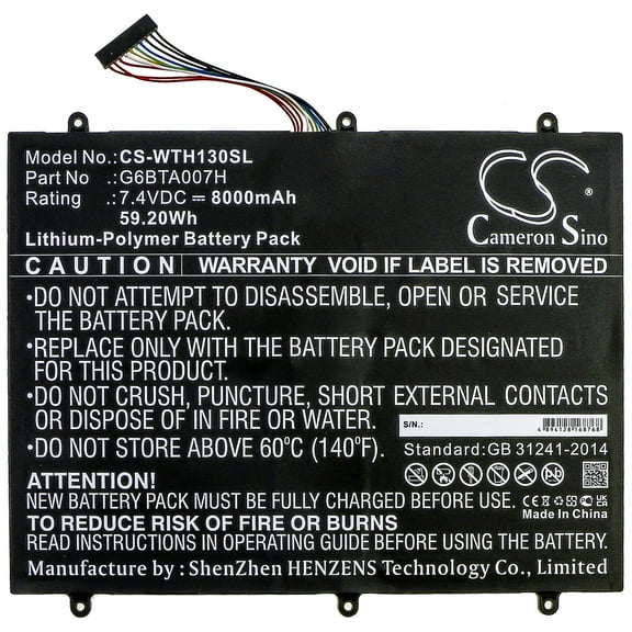 8000mAh G6BTA007H Battery for Wacom DTH-W1300 Cintiq Companion 2