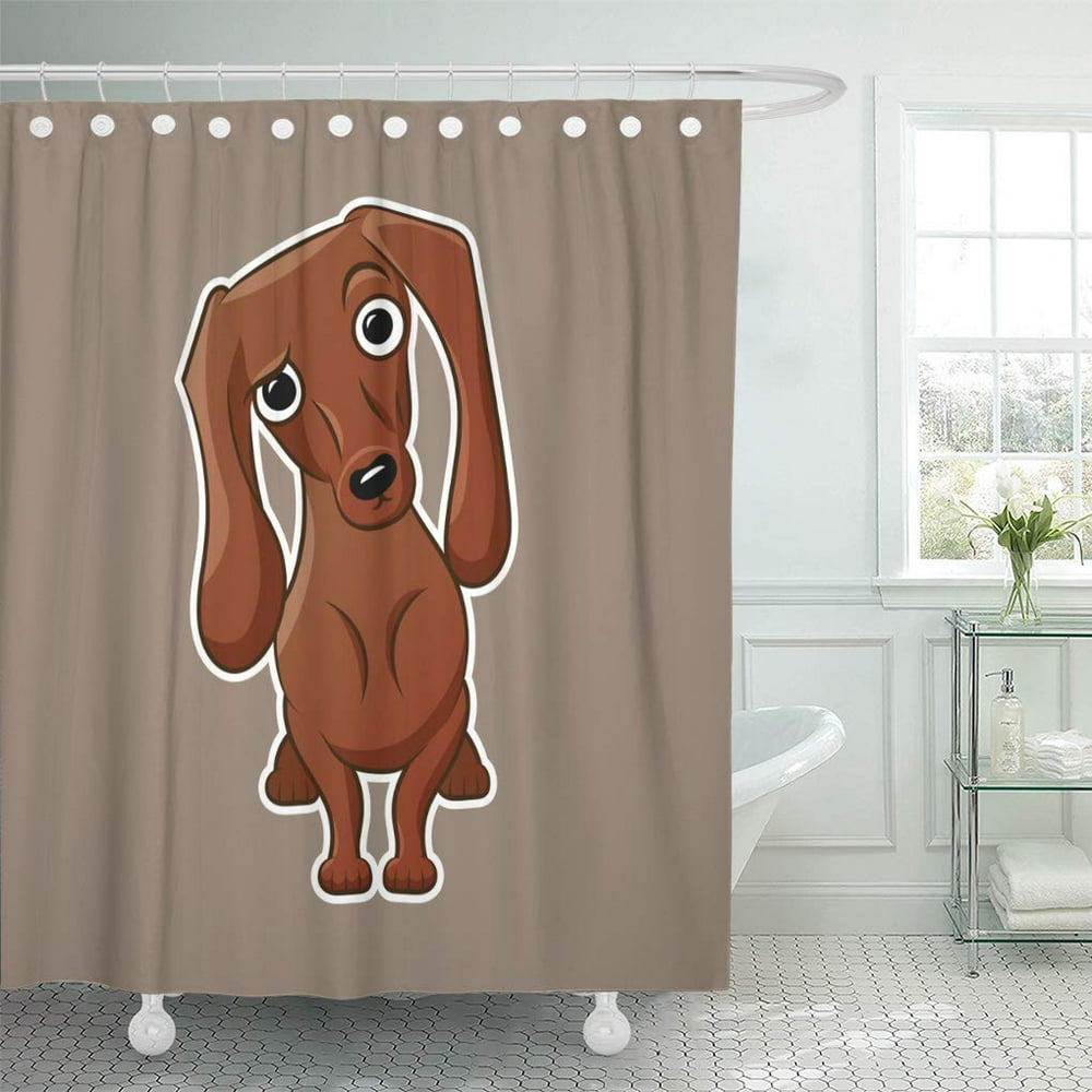 CYNLON Brown Weiner Dog Breed Cartoon Cute Dachshund Domestic Bathroom