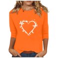 thumbnail image 1 of Dadaria T-Shirt Femme Orange Manches 3/4 Col Rond Grande Taille Été Chandail Blouses L, 1 of 5