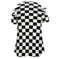 thumbnail image 5 of Black And White Plaid Womens Summer V Neck Zipper Top Short Sleeve T Shirt Off Shoulder Top Casual Classy Loose Shirts, 5 of 7