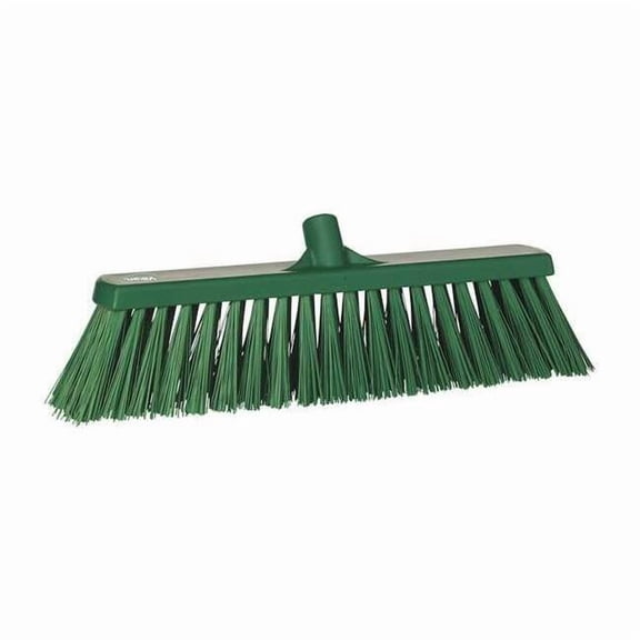 Vikan 2 1/2 in x 19 in Sweep Face Broom Head, Stiff, Synthetic, Green 29202