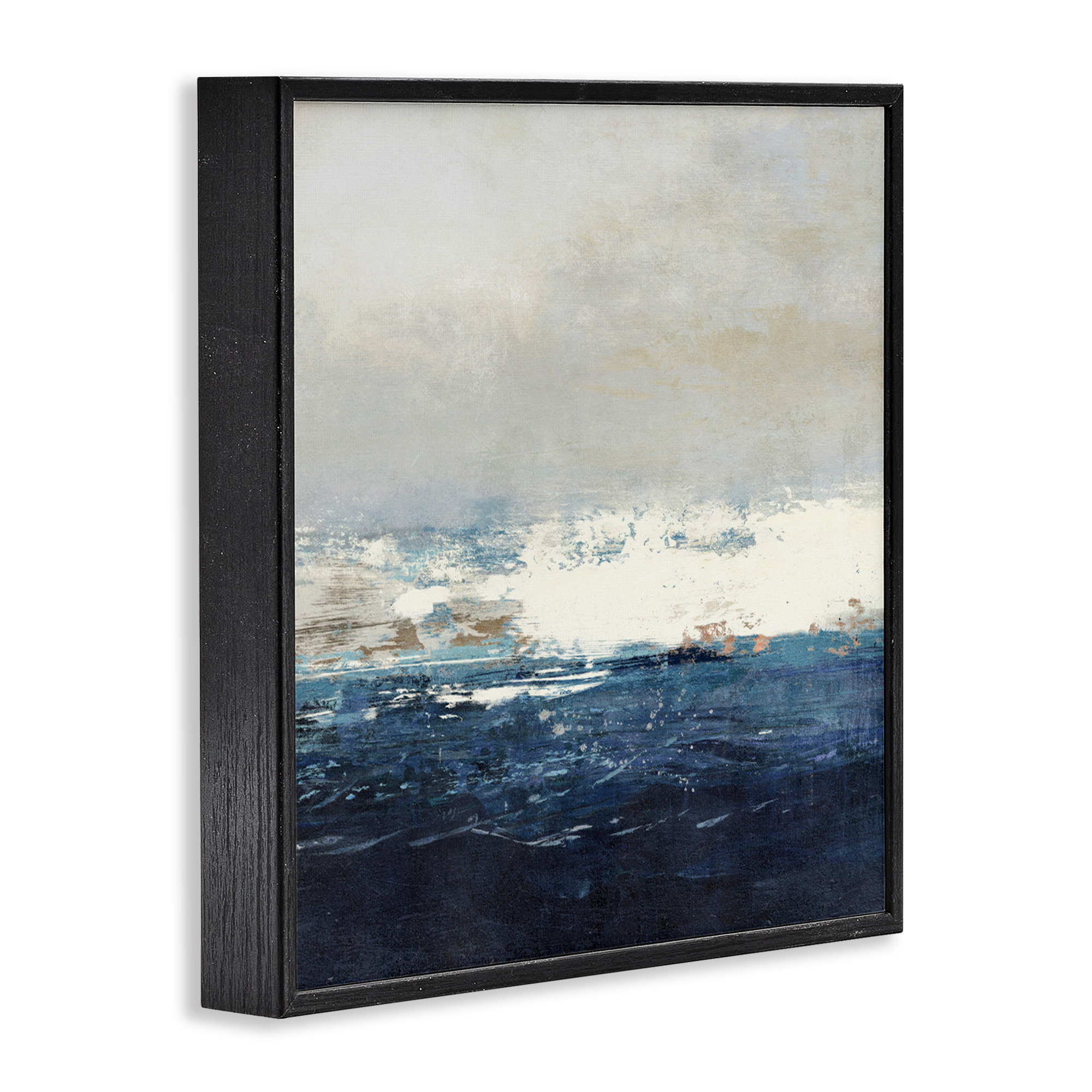 Stupell Industries Abstract Ocean Tide Abstract Painting Black Framed Art Print Wall Art, 24 x 24