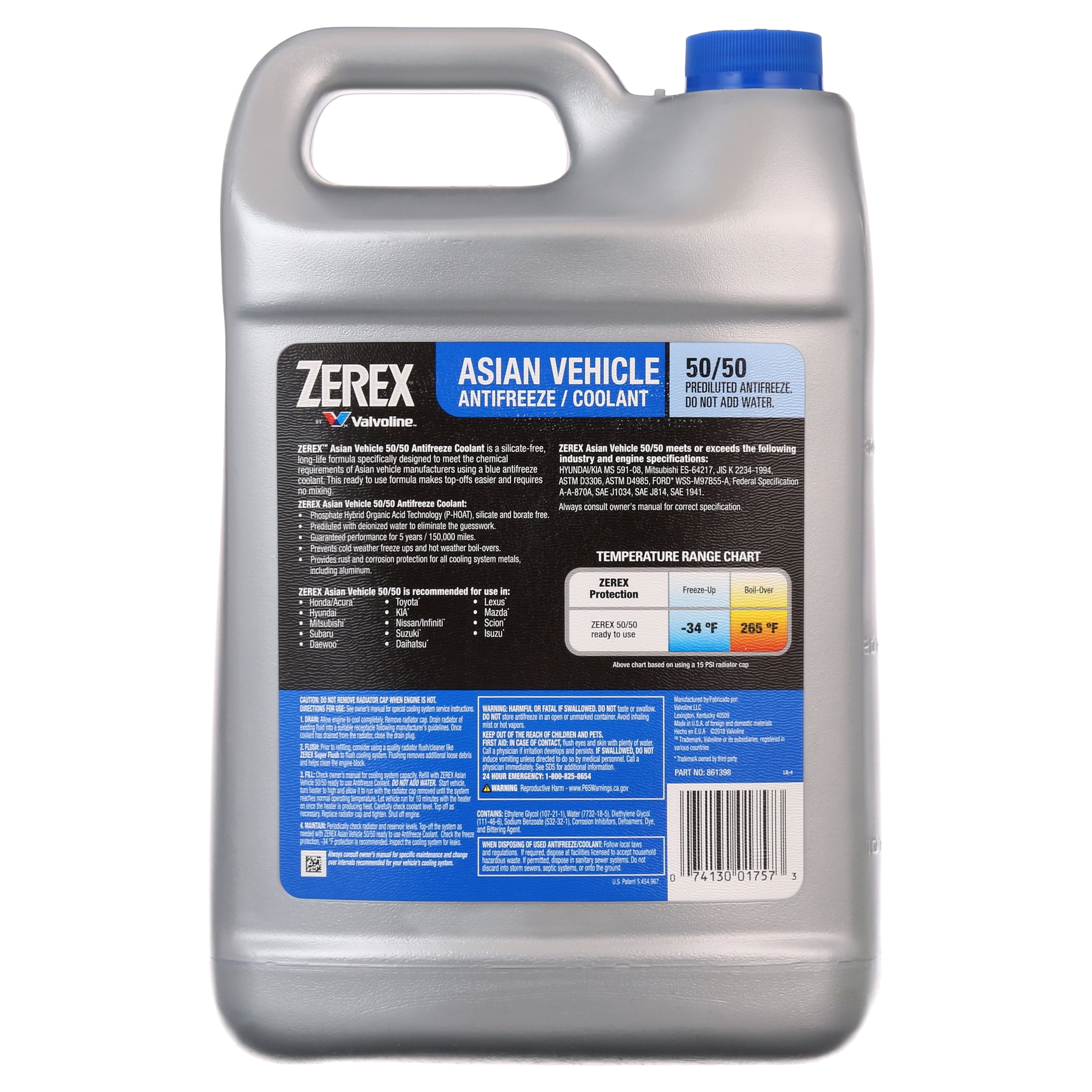 Zerex Asian Vehicle Blue 50/50 Prediluted Antifreeze