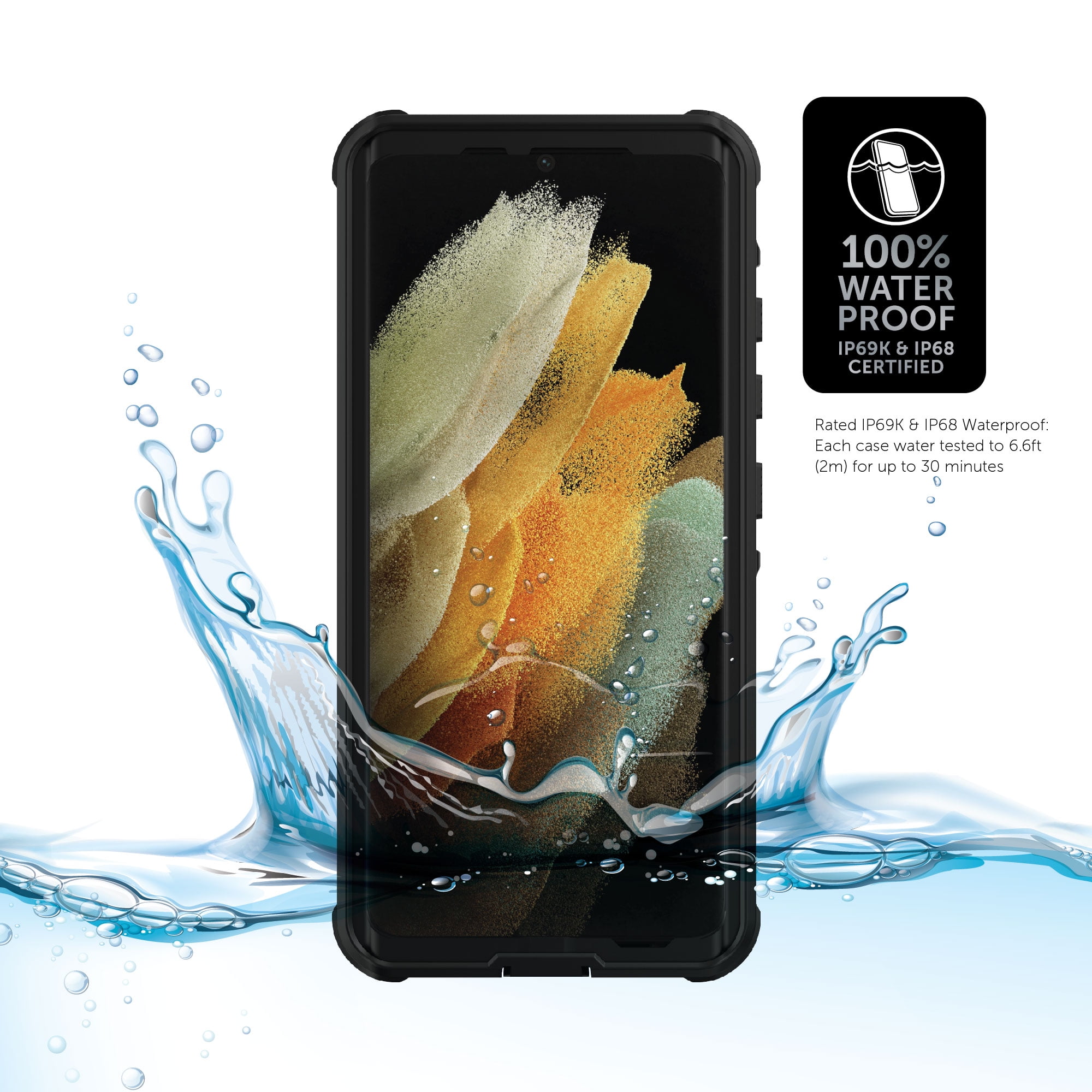 Samsung Galaxy S21 Ultra 5G Body Glove Tidal Waterproof Phone Case, Clear/Black