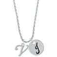 thumbnail image 1 of Delight Jewelry Silvertone Small Gelato Script Initial - V - Silvertone Script Initial Disc - J - Charm Necklace, 20"+3", 1 of 4
