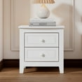 thumbnail image 2 of 2-Drawer Nightstand For Bedroom, Mid Century Retro Bedside Table With Classic Design, White, 2 of 11