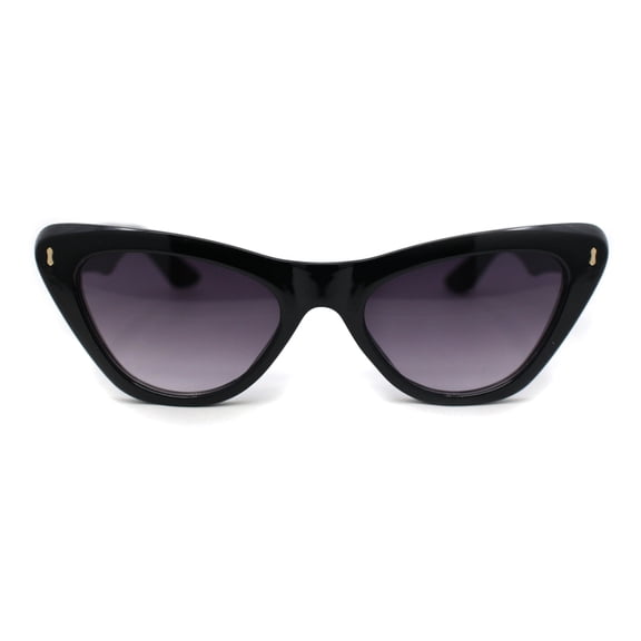 Retro Womens Thick Plastic Iconic Beveled Cat Eye Hipster Sunglasses Black - Smoke