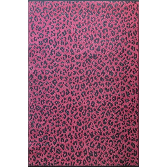 Mad Mats Abstract Outdoor Rug, Reversible Plastic Mat (Leopard - Magenta, 4' x 6')