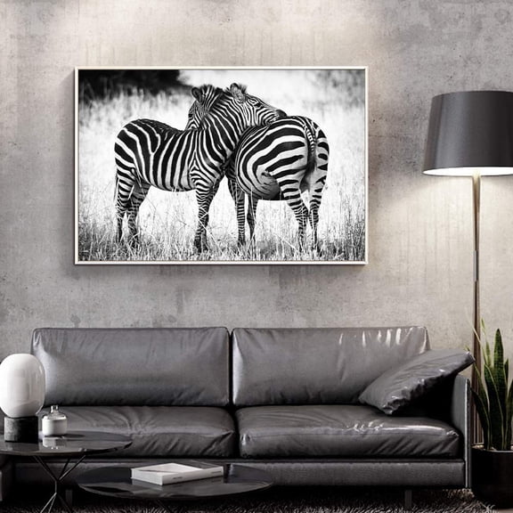 wall26 Floating Framed Canvas Wall Art for Living Room, Bedroom Black and White Wild Animal Canvas Prints for Home Decoration Ready to Hang - 16x24 inches
