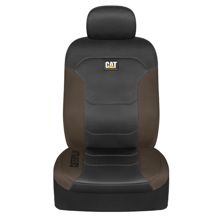 Caterpillar FlexFit Black Beige Front Seat Covers, Universal Fit photo 5