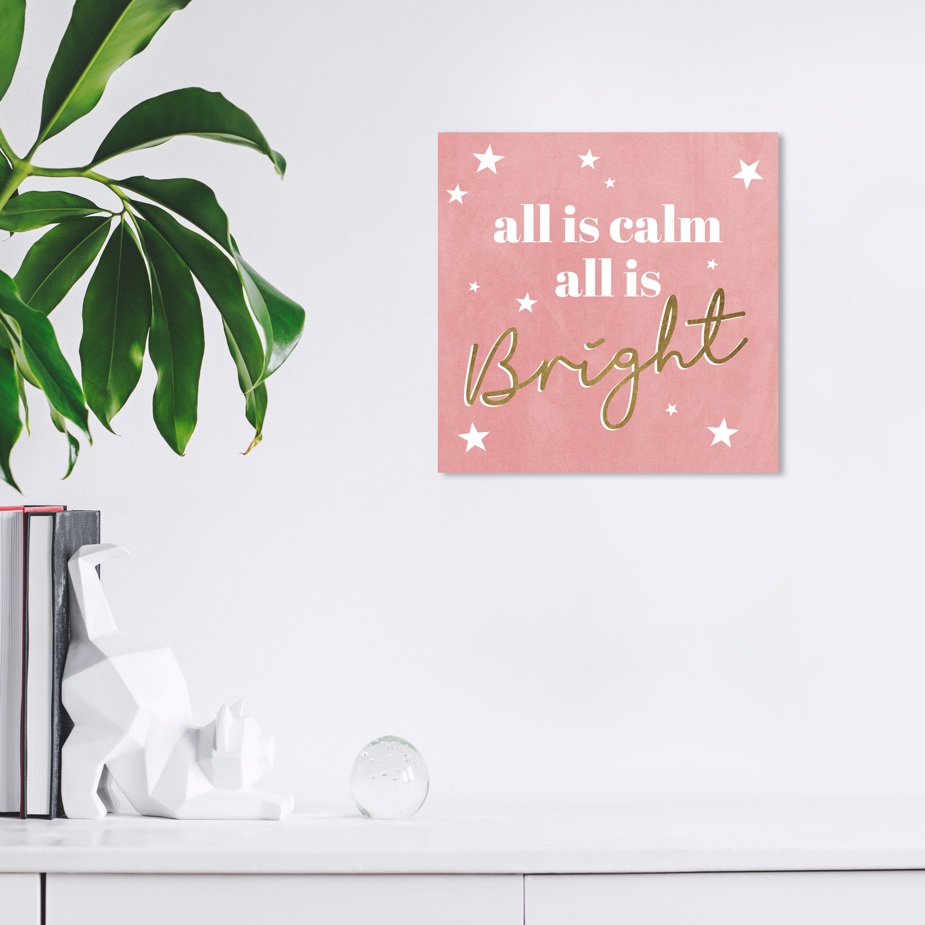 Wynwood Studio Canvas All Is Bright Velvet Typography and Quotes Quotes and Sayings Wall Art Canvas Print Pink Metallic Gold 12x12
