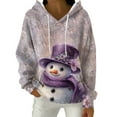 thumbnail image 2 of Women's Fashion Casual Christmas Print Pullover Long-Sleeve Hooded Sweatshirt, Festive Fall Winter Wear with Soft Fabric and Holiday Theme for Cozy Comfort,Purple,2XL, 2 of 5