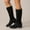 Black, variant on Women's Slip on Knee High Boots, Fall Winter Suede Wedge Boots with Breathable Lining and Cushion Sole, Trendy Footwear for Daily Party Wear