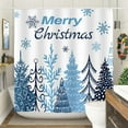 thumbnail image 6 of Merry Christmas Shower Curtain, Blue Xmas Pine Tree Holiday Winter New Year Bathroom Curtain Decor, Waterproof Shower Curtian Accessory Set 12 Hooks 72x72 inch, 6 of 6