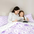 thumbnail image 4 of Manfei Purple Bowknot 7 Pieces Bedding Comforter Set,Modern Geometric Checkered Full Bedding Set,Ribbon Bowtie Bow Fitted Sheet Flat Sheet For Girls,Microfiber Bedroom Decor Reversible, 4 of 8