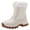 White, variant on Women's Quilted Chunky Mid Calf Skiing Snow Boots Cold Weather Fleece Lined Winter Warm Waterproof Non Slip Ski Booties for Girls