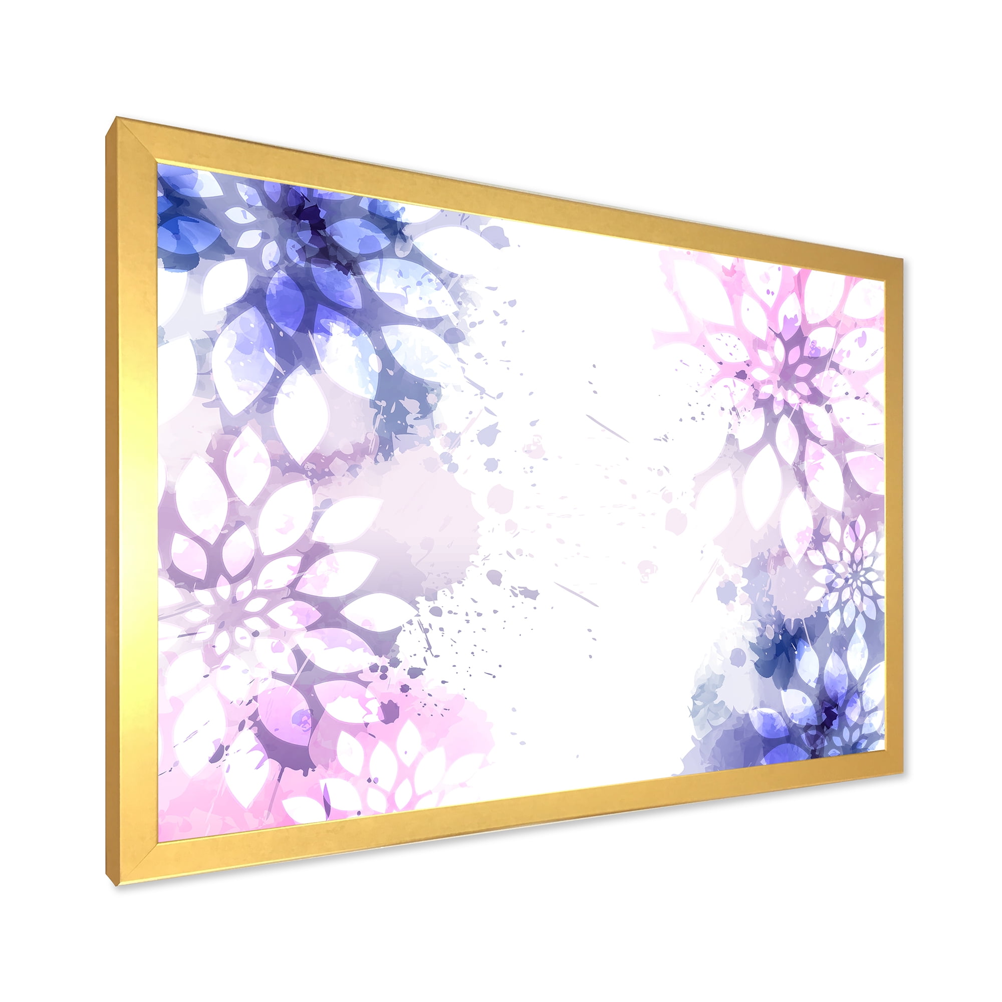 Designart 'Pink and Purple Abstract With Colorful Splashes II' Modern Framed Art Print