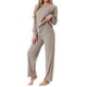 thumbnail image 4 of INSPIRAR CHIC Conjuntos de Pijamas de Punto Acanalado para Mujeres de 2 Piezas, Parte Superior de Manga Larga y Pantalones, Ropa de Dormir, Pjs, Conjuntos de Ropa de Casa L Camel, 4 of 5