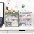thumbnail image 3 of 4 Layers Office Desktop Green Clear Documents Stationery Storage Box Home Bedroom Girls Skin Care Jewelry Sundry Organizer Rack, 3 of 5