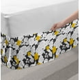 thumbnail image 2 of Rose Bed Skirt, Hand Drawn Style Retro Romantic Blossoms in Yellow and White Tones, Elastic Bedskirt Dust Ruffle Wrap Around for Bedding Decor, 4 Sizes, Charcoal Grey Yellow, by Ambesonne, 2 of 2