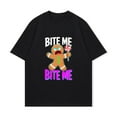 thumbnail image 4 of Crewneck T Shirt Black Gingerbread Man With Lollipop And Bite Me Text Christmas Holiday Party Wear, 4 of 4