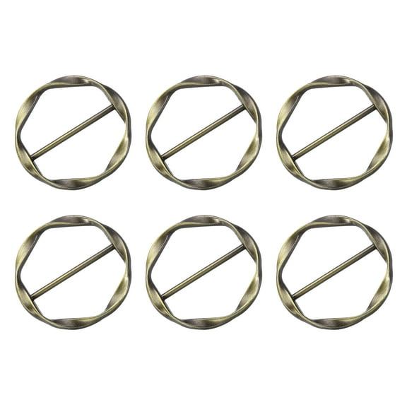 Uxcell 6 Pack T-shirt Clips, 34mm(1-5/16") Round Metal Silk Scarf Ring Clipfor Women Scarf, Loose T-shirt, Bronze