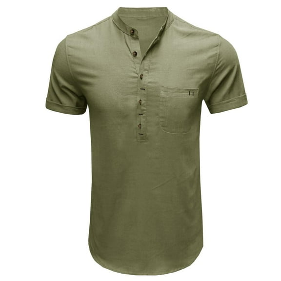 VERUGU Mens T-Shirts Casual Solid Fashion Pullover Round Neck Short Sleeve T-Shirt Blouse Army Green XL
